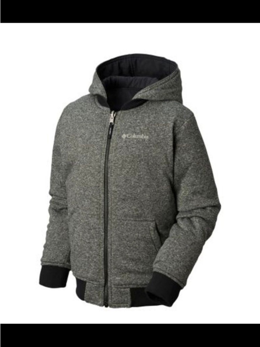Columbia Boys Size Medium Evergreen Ridge Reversible Hooded Jacket Black